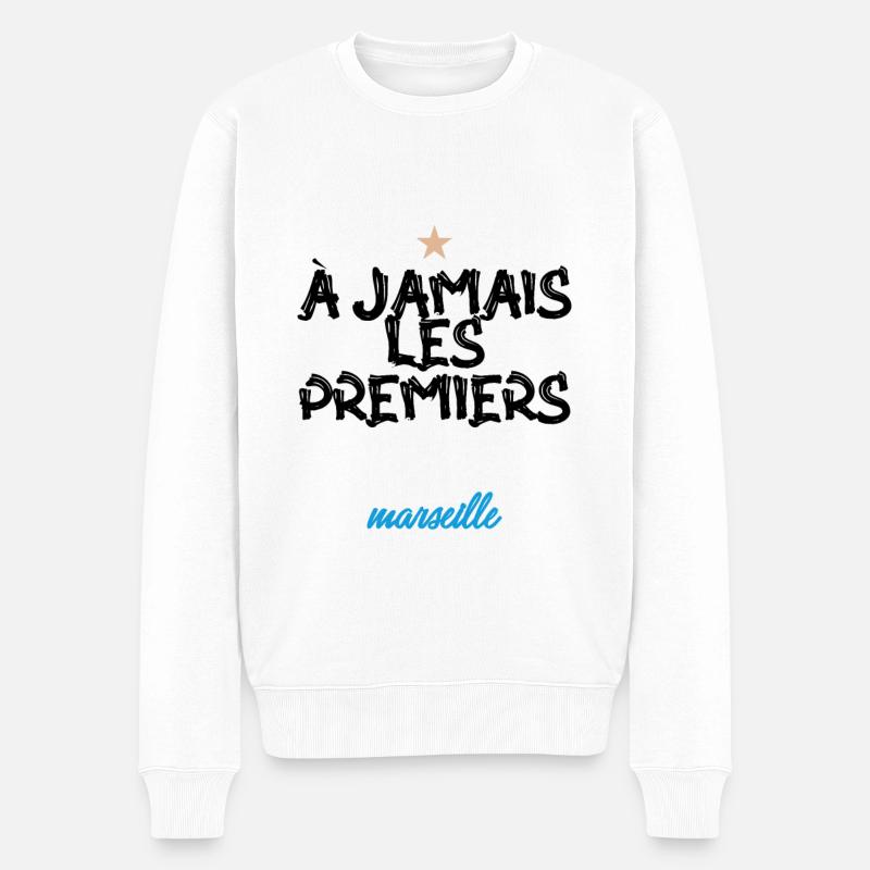 À JAMAIS LES PREMIERS (bleu) - Pull Premium bio Homme - blanc