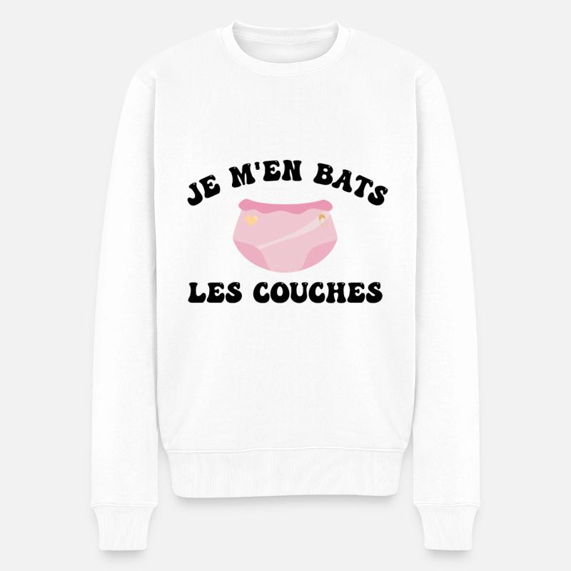 Je m'en bats les couches - Pull Premium bio Homme - blanc