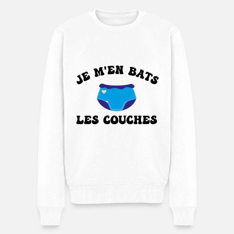 Je m'en bats les couches - Pull Premium bio Homme - blanc
