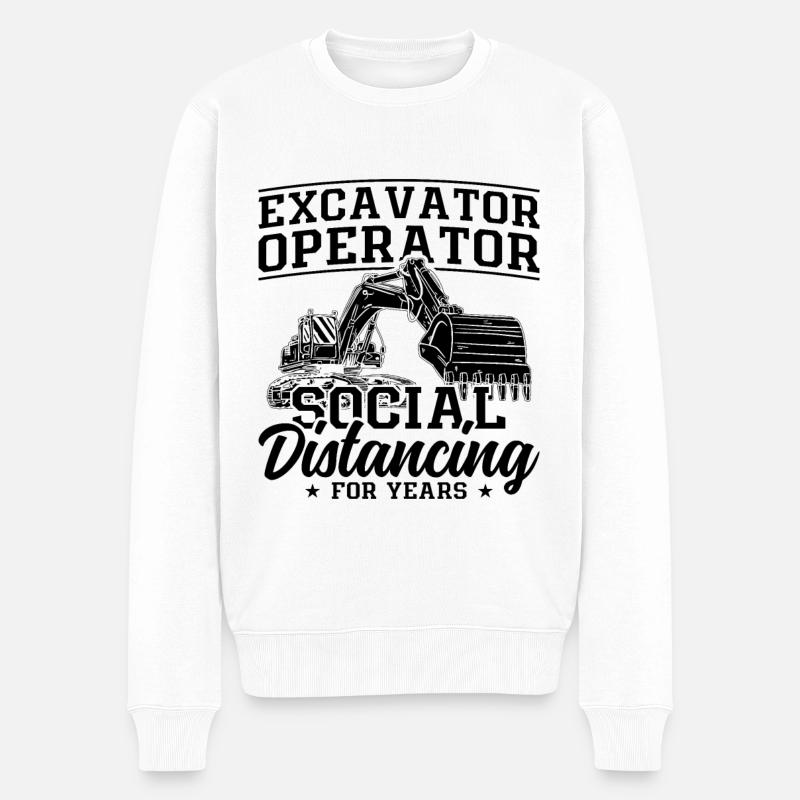 Baggern Bauarbeiter Baggerfahrer Geschenkidee - Männer Premium Bio Pullover - Weiß