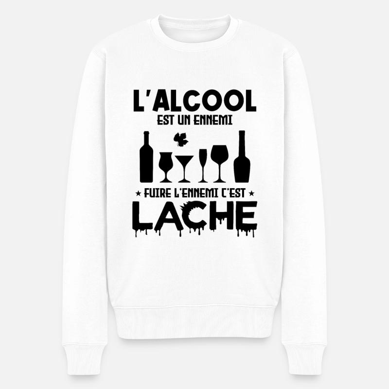 L'alcool est un ennemi - Pull Premium bio Homme - blanc