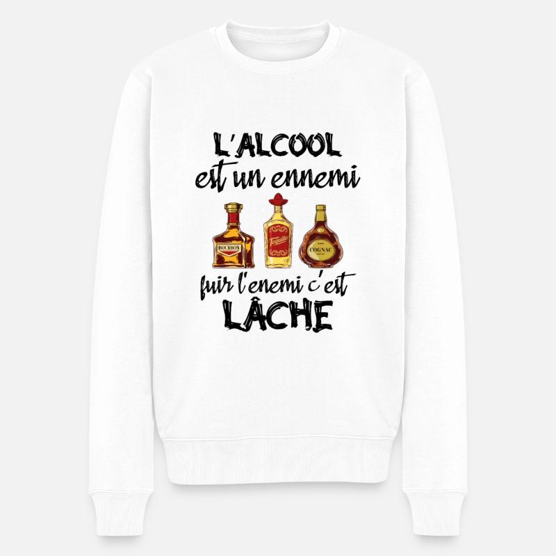 L'alcool est un ennemi - Pull Premium bio Homme - blanc
