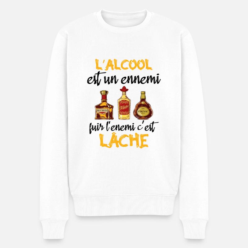 L'alcool est un ennemi - Pull Premium bio Homme - blanc