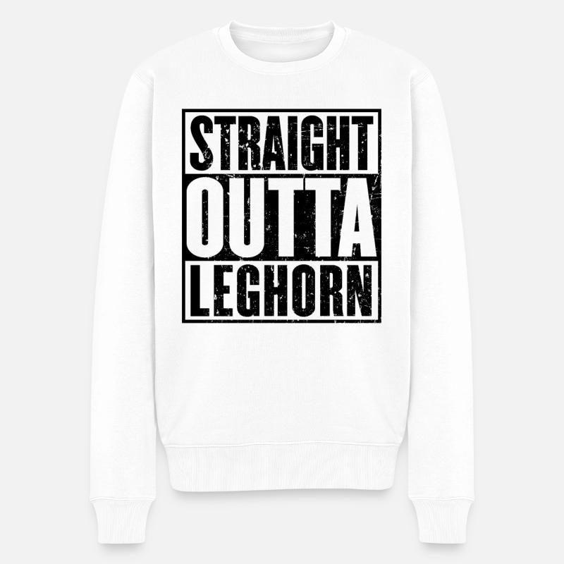 Gerade Outta Leghorn - Männer Premium Bio Pullover - Weiß