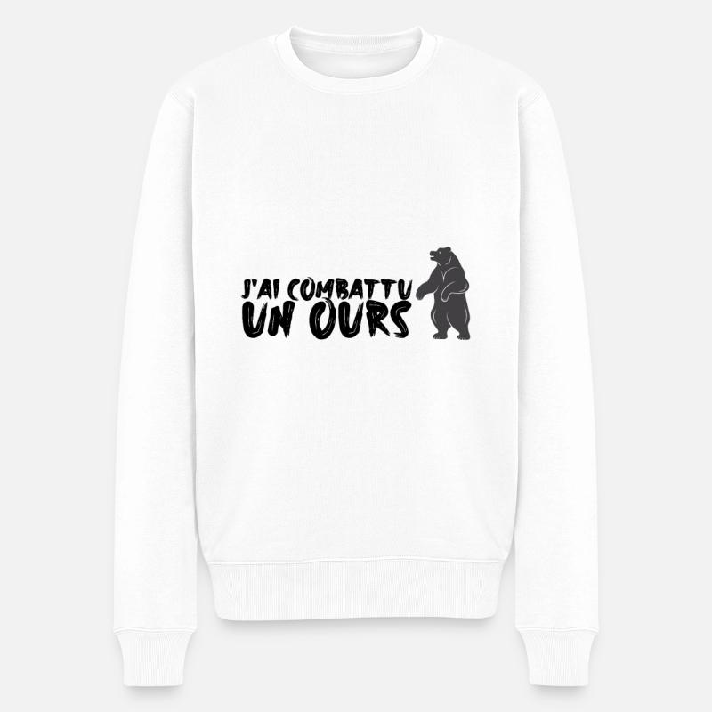 Je combattais un ours - Pull Premium bio Homme - blanc