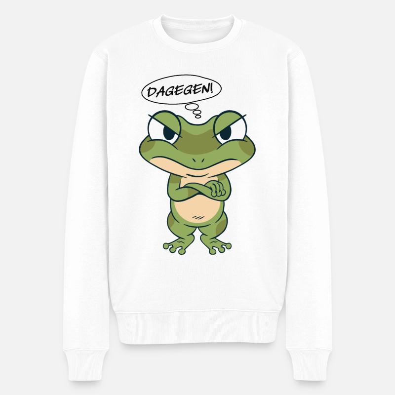 Frosch Dagegen Bevor Du fragst nein - Männer Premium Bio Pullover - Weiß