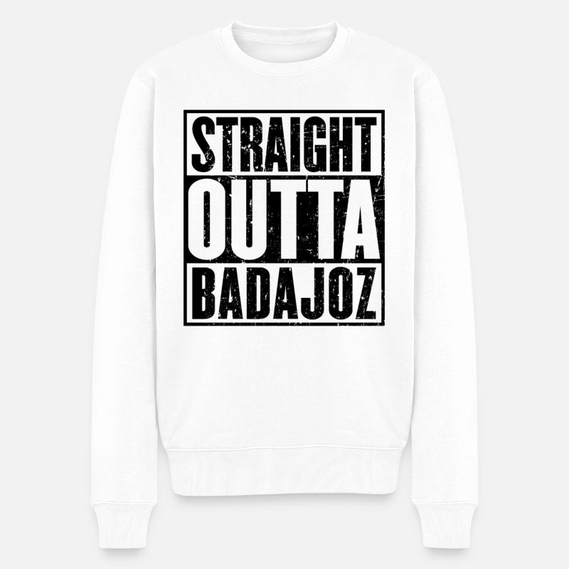 Gerade Outta Badajoz - Männer Premium Bio Pullover - Weiß