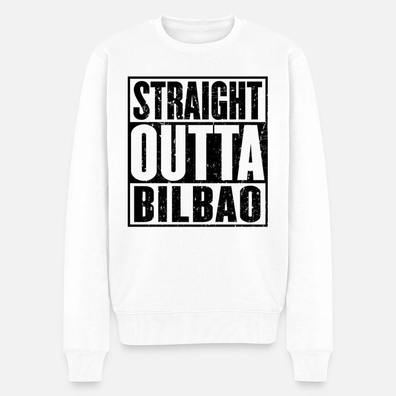Gerade Outta Bilbao - Männer Premium Bio Pullover - Weiß