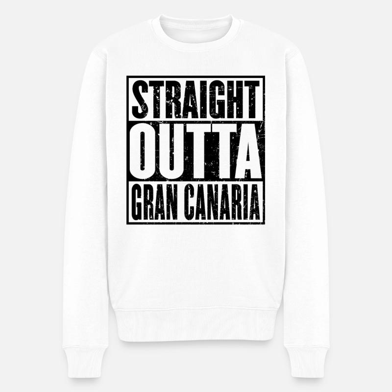 Gerade Outta Gran Canaria - Männer Premium Bio Pullover - Weiß