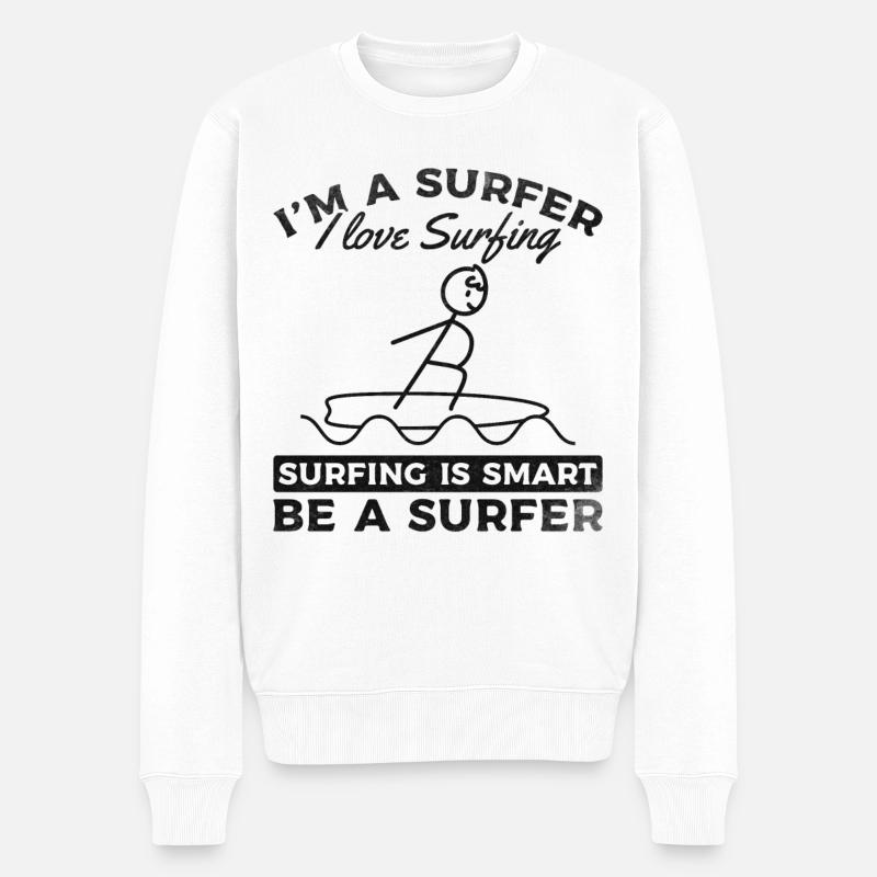 Surfen Ich bin ein Surfer Ich liebe Surfen ist - Männer Premium Bio Pullover - Weiß