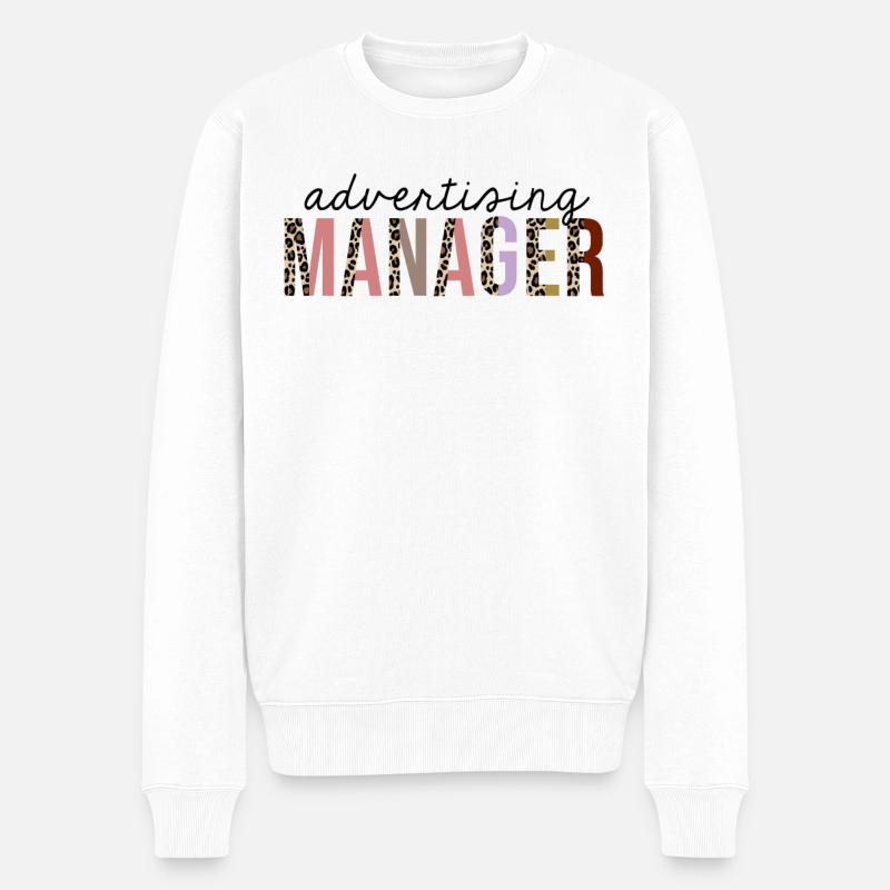 Werbemanager Leopard Print Lustig - Männer Premium Bio Pullover - Weiß