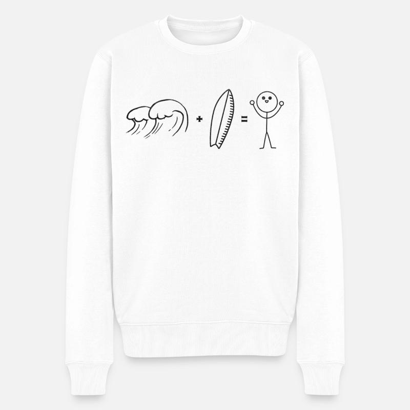 Surfen, Wellen, Surfen, Surfen, - Männer Premium Bio Pullover - Weiß
