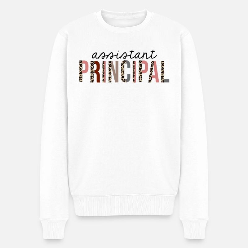 Assistant Principal Leopard Print Funny - Pull Premium bio Homme - blanc