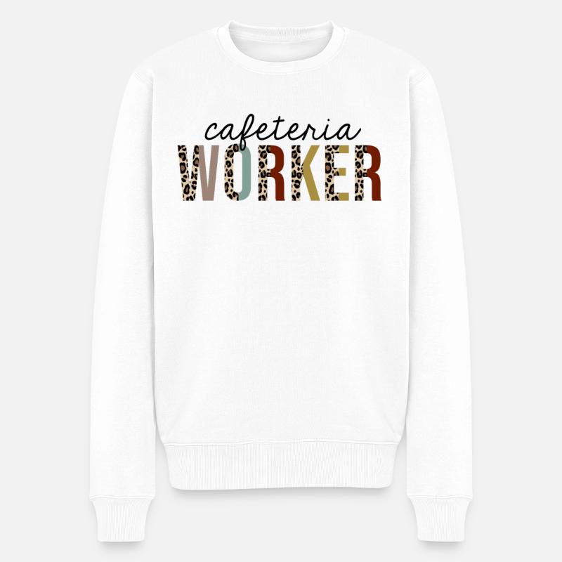 Cafeteria-Arbeiter-Leopard-Druck lustig - Männer Premium Bio Pullover - Weiß