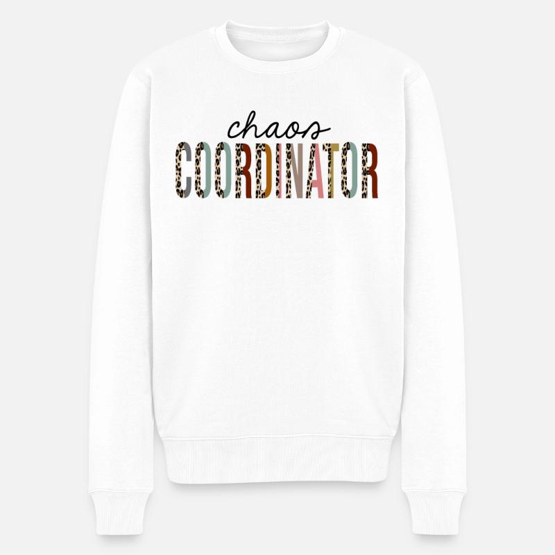 Chaos Koordinator Leopardenprint Lustig - Männer Premium Bio Pullover - Weiß