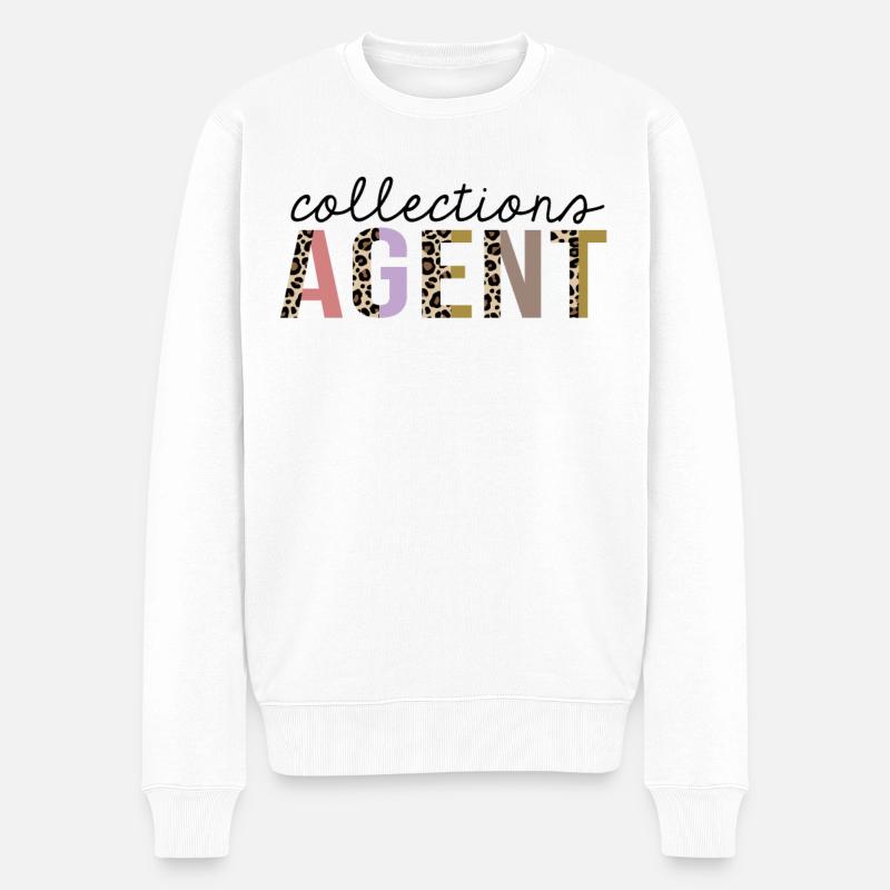 Collections Agent imprimé léopard drôle - Pull Premium bio Homme - blanc