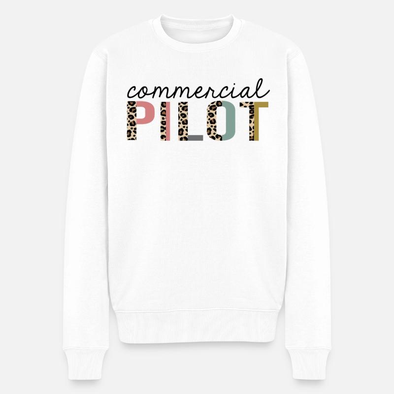 Commercial Pilot Leopard Print Lustig - Männer Premium Bio Pullover - Weiß