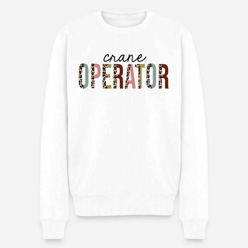 Grue opérateur imprimé léopard drôle - Pull Premium bio Homme - blanc
