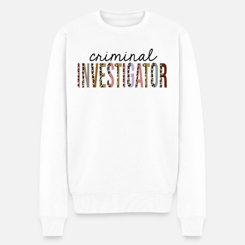 Kriminalbeamter Leopardenmuster lustig - Männer Premium Bio Pullover - Weiß