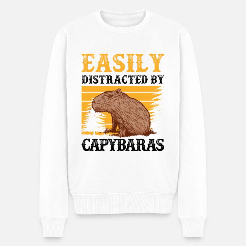 Capybara ich war abgelenkt Wasserschwein - Männer Premium Bio Pullover - Weiß