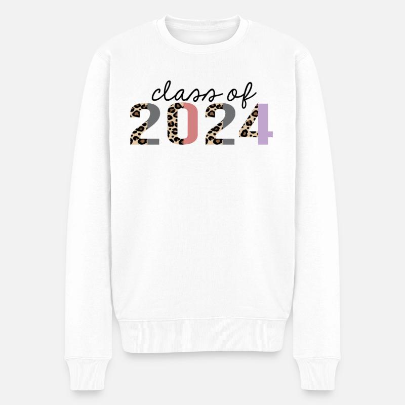 Klasse von 2024 Leopard Print Funny - Männer Premium Bio Pullover - Weiß