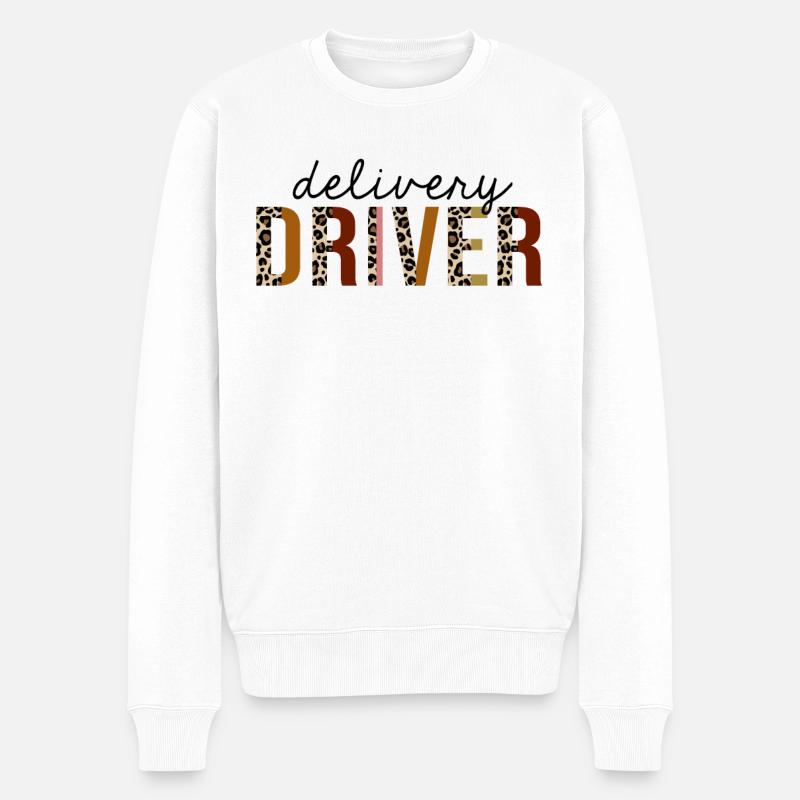Chauffeur-livreur Leopard Print Drôle - Pull Premium bio Homme - blanc