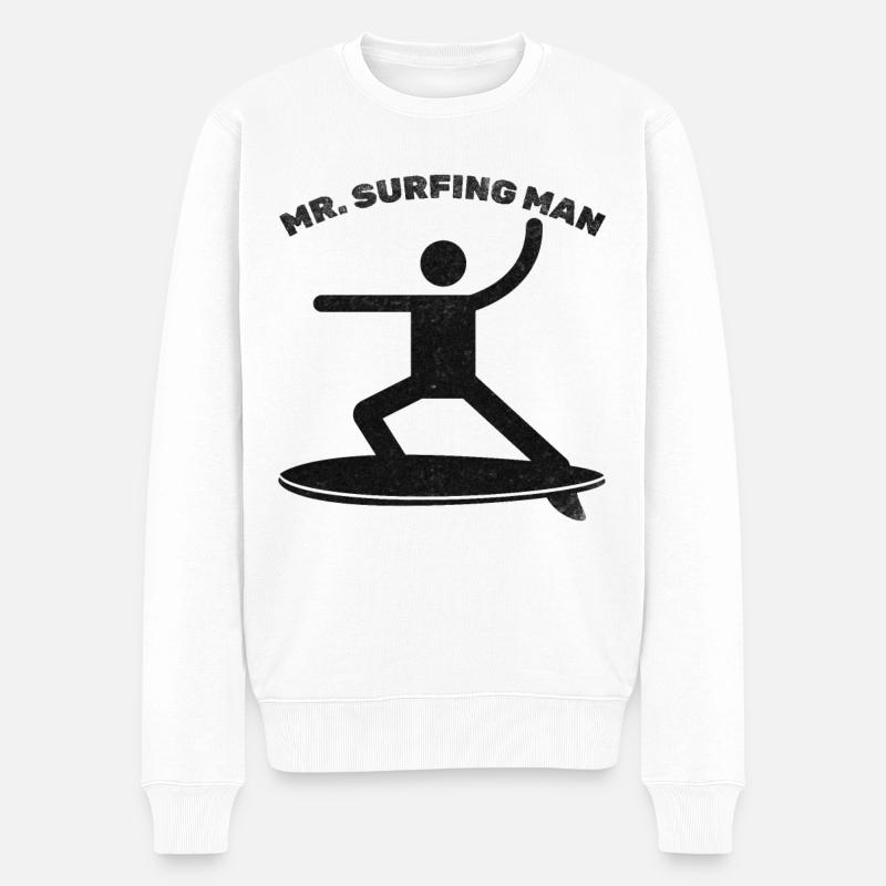 Surfer Mr. Surfing Man - Männer Premium Bio Pullover - Weiß