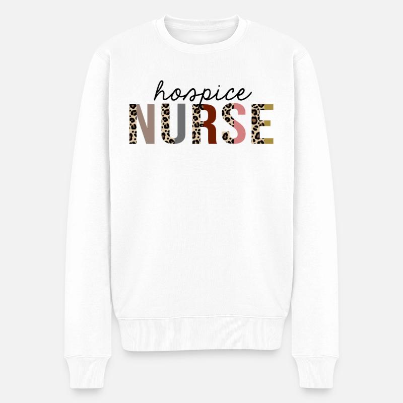 Hospice Infirmière Léopard Imprimer Drôle - Pull Premium bio Homme - blanc