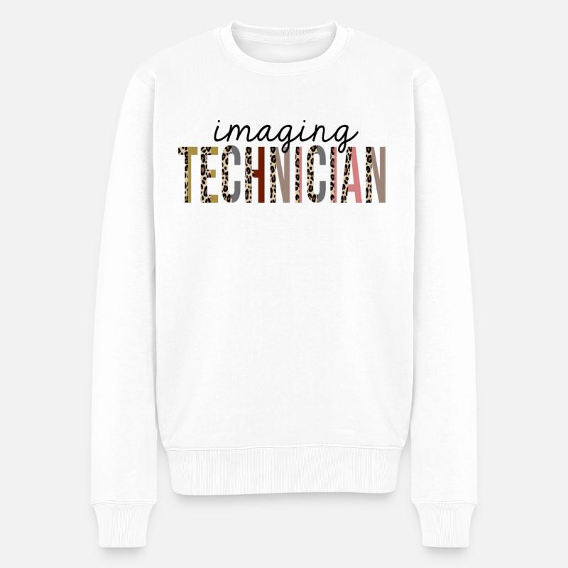 Imaging Techniker Leopard Print Lustig - Männer Premium Bio Pullover - Weiß