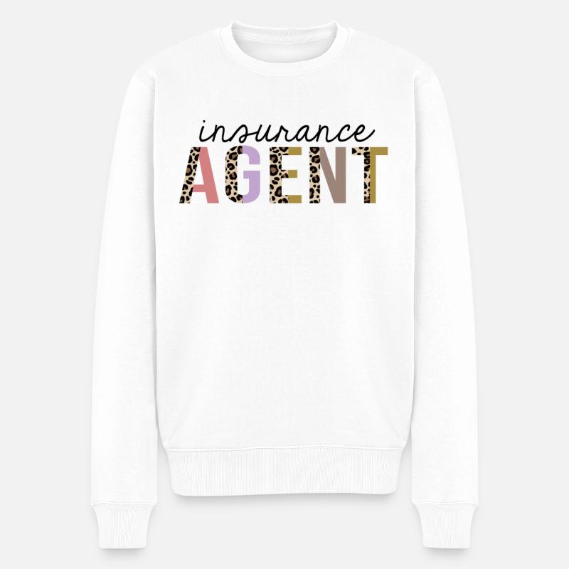 Agent d’assurance Leopard Print Funny - Pull Premium bio Homme - blanc