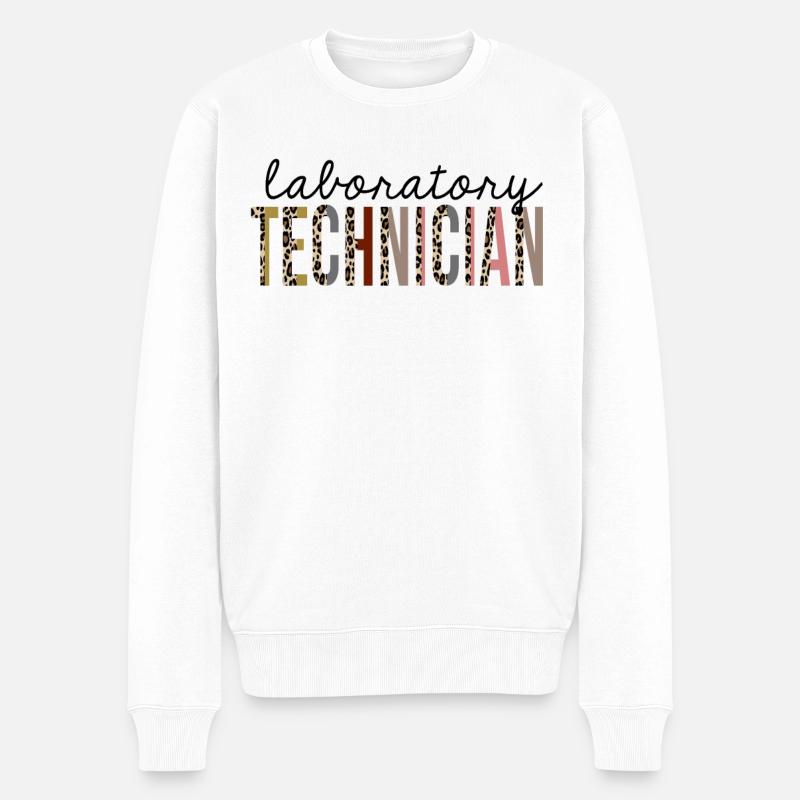 Laborant Leopardenprint lustig - Männer Premium Bio Pullover - Weiß