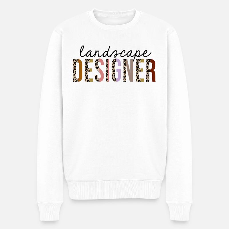 Landschaftsarchitekt Leopardenprint lustig - Männer Premium Bio Pullover - Weiß