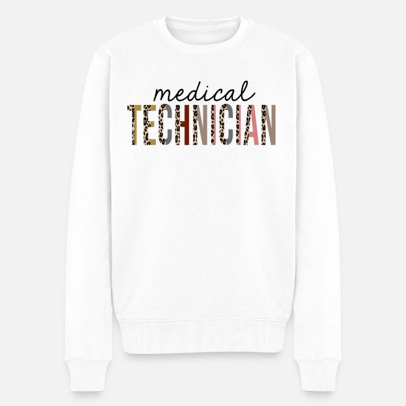Technicien médical Leopard Print Funny - Pull Premium bio Homme - blanc