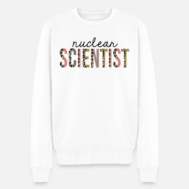 Atomwissenschaftler Leopardenprint lustig - Männer Premium Bio Pullover - Weiß