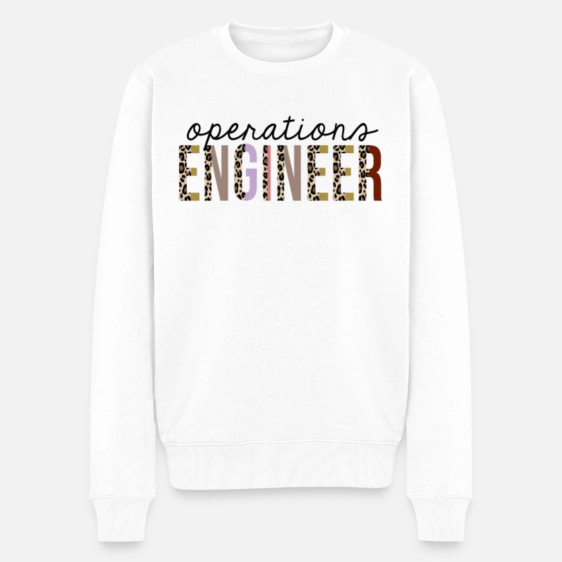 Operations engineer Leopard Print Funny - Men's Premium Organic Jumper - white