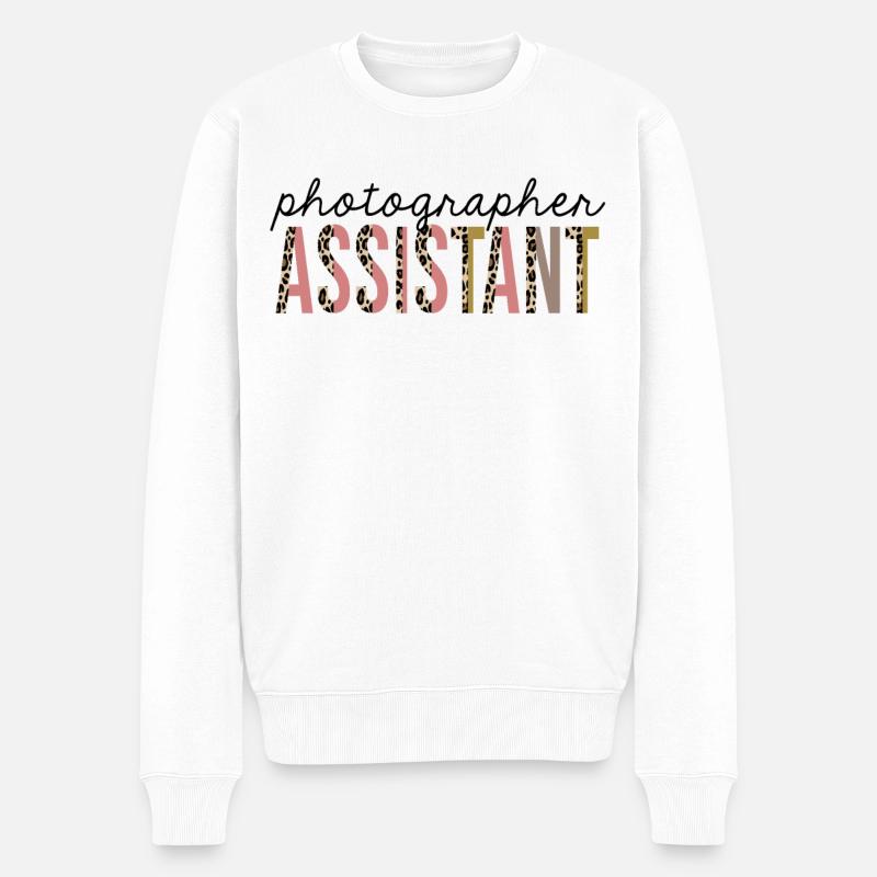 Fotograf Assistant Leopard Print Lustig - Männer Premium Bio Pullover - Weiß