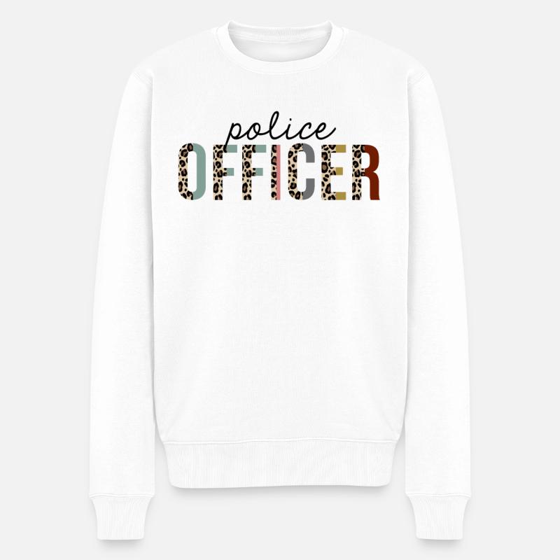 Policier Leopard Print Drôle - Pull Premium bio Homme - blanc
