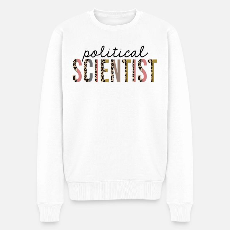 Politologue Leopard Print Drôle - Pull Premium bio Homme - blanc
