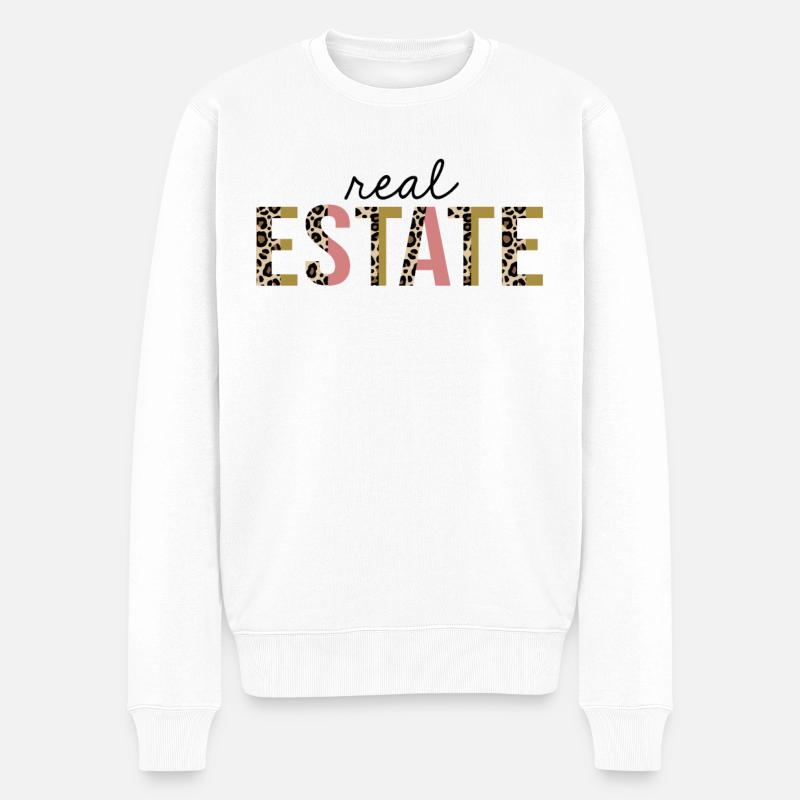 Immobilier Leopard Print Funny - Pull Premium bio Homme - blanc