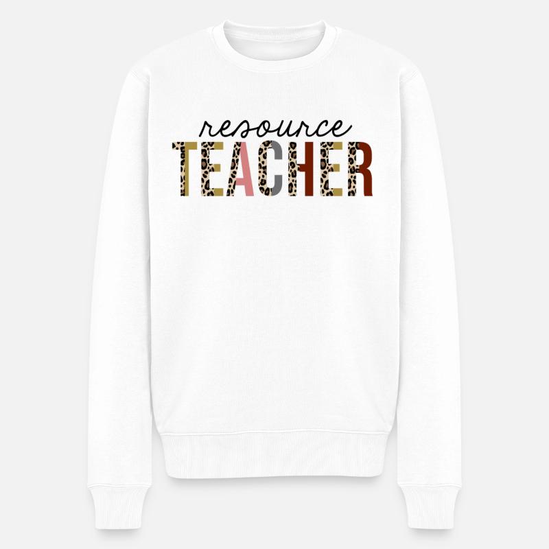 Ressource Professeur Leopard Print Drôle - Pull Premium bio Homme - blanc