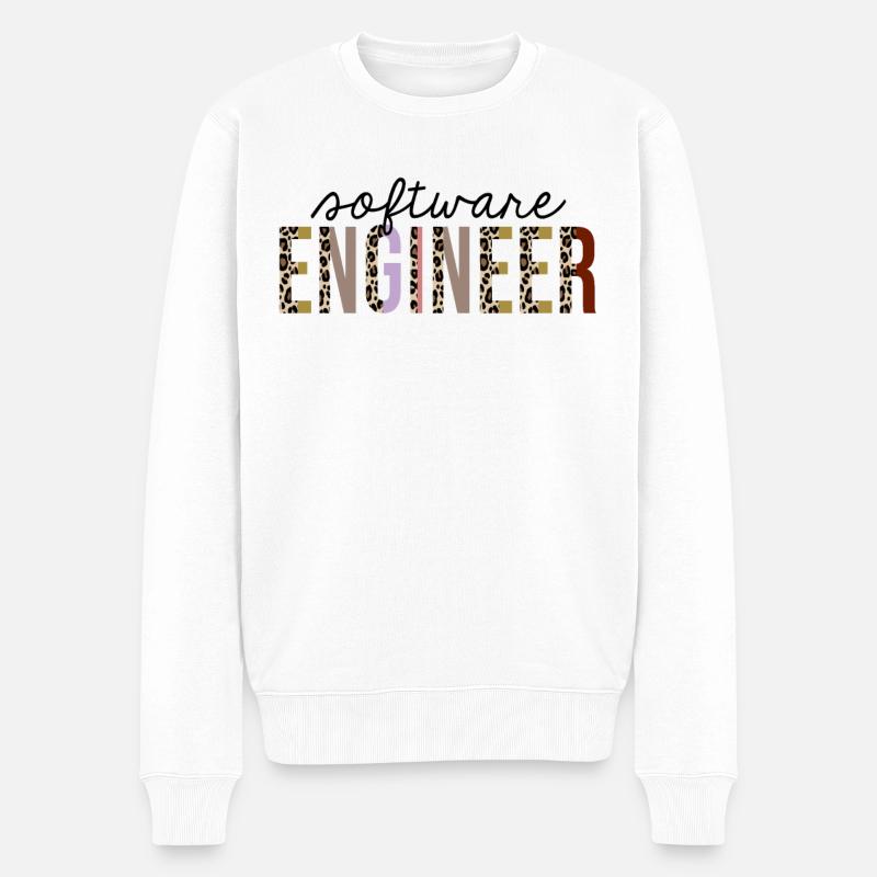 Softwareentwickler Leopard Print Funny - Männer Premium Bio Pullover - Weiß