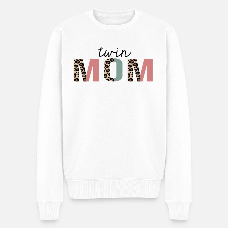 Zwillingsmutter Leopard Print Lustig - Männer Premium Bio Pullover - Weiß