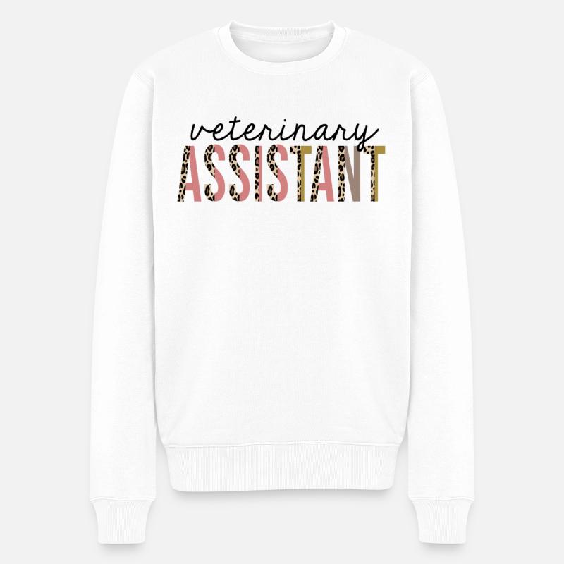 Assistant vétérinaire Leopard Print Drôle - Pull Premium bio Homme - blanc