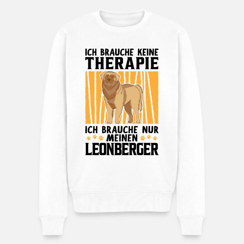 Leonberger keine Therapie deutscher Wachhund - Männer Premium Bio Pullover - Weiß