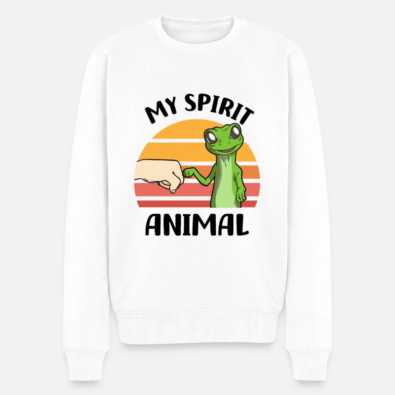 Gecko Liebhaber - Männer Premium Bio Pullover - Weiß