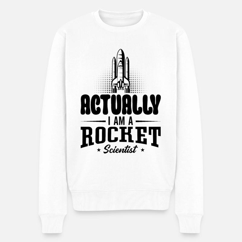 Actually I Am A Rocket Aerospace Engineer Science - Männer Premium Bio Pullover - Weiß