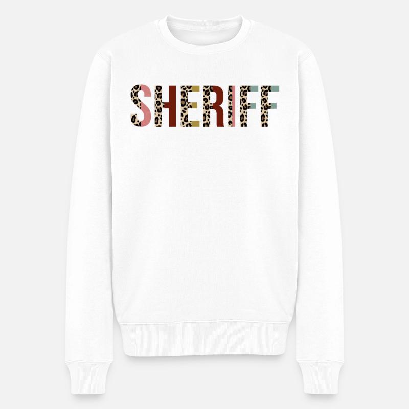 Sheriff - Männer Premium Bio Pullover - Weiß