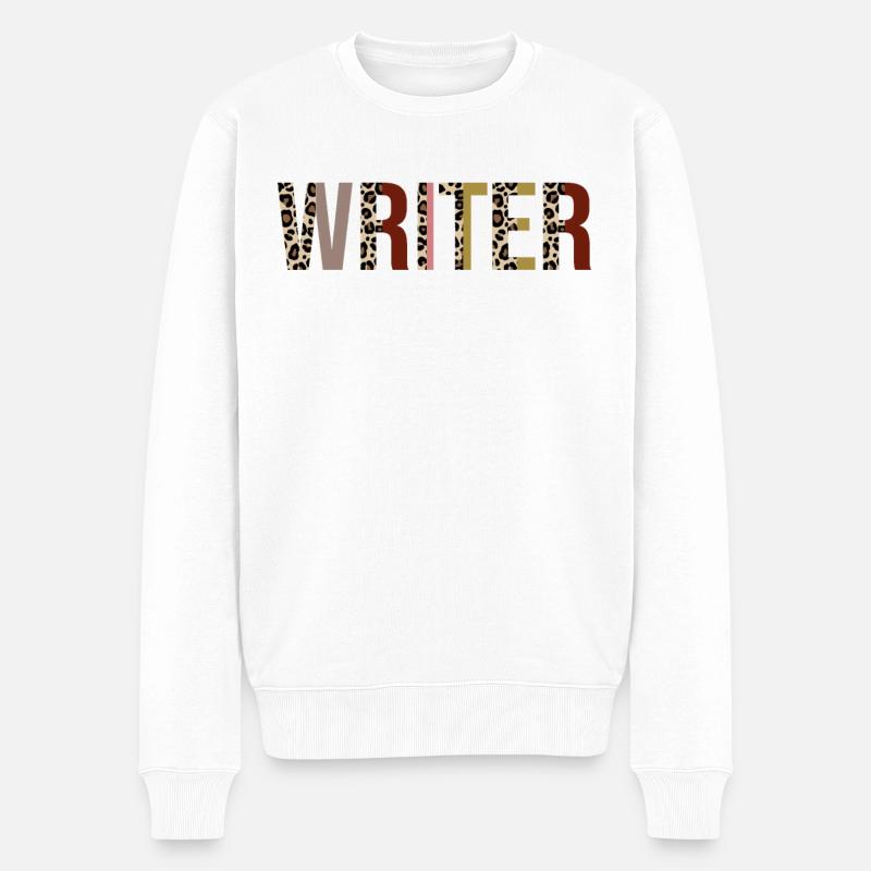 Schriftsteller - Männer Premium Bio Pullover - Weiß