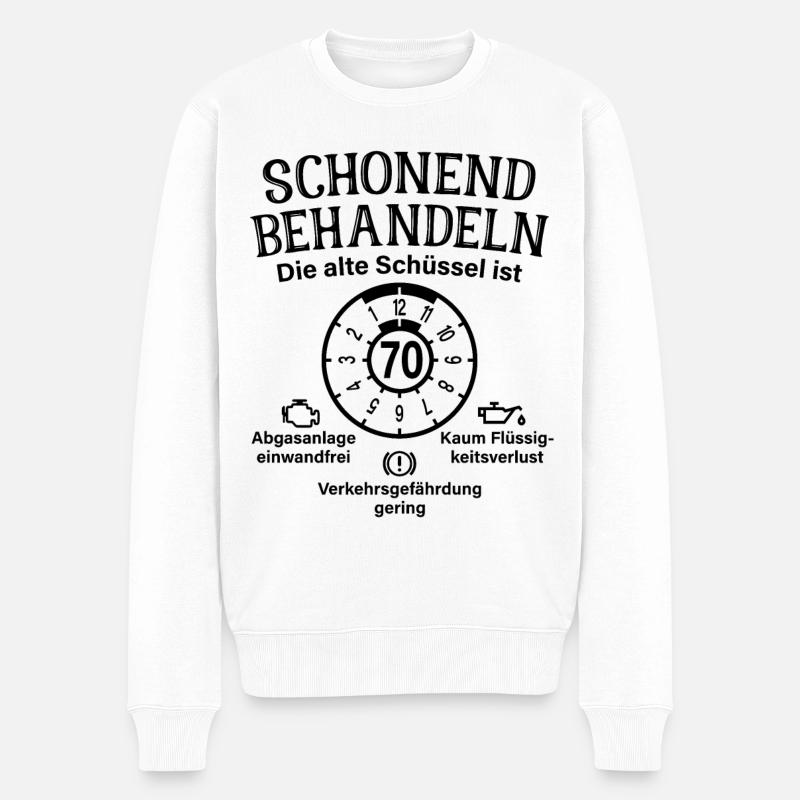 Schonend Behandeln 70. Geburtstag Alte Schüssel 70 - Männer Premium Bio Pullover - Weiß