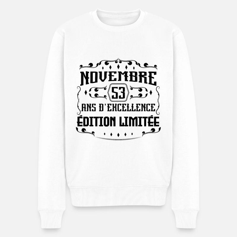 Novembre 53 Ans cadeau d'Anniversaire - Pull Premium bio Homme - blanc